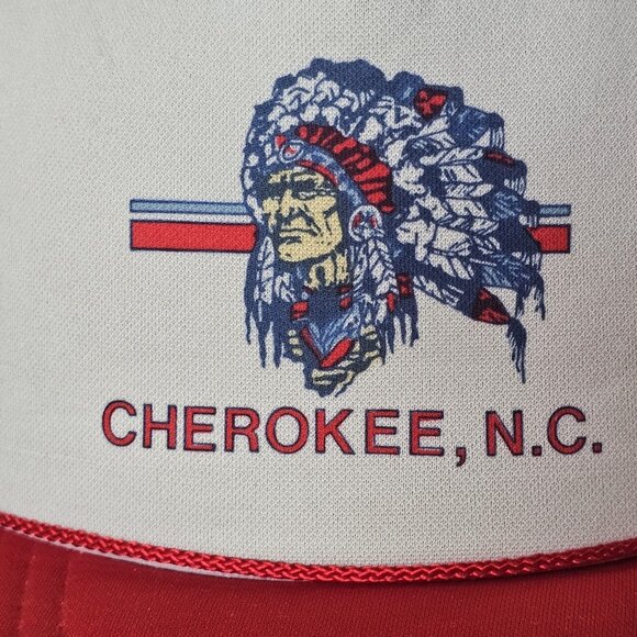 VTG Cherokee North Carolina Red Foam Mesh Trucker Rope Hat Snapback Cap 80s 90s - Picture 2 of 10